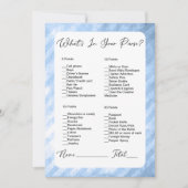 財布の中に何が青いブライダルシャワー 招待状 (正面)