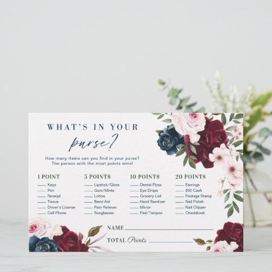 財布の中に何が?ブルゴーニュ花模様シャワーゲーム (スタンド正面)