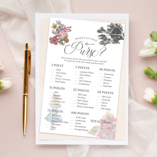 財布の中に入っているものAlice Wonderland Shower Game