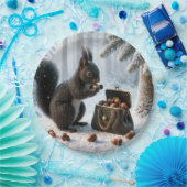 財布の中に救黒リスのドングリ ペーパープレート (パーティー)