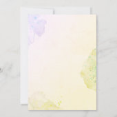 財布の中に黄色と紫のブライダルシャワー 招待状 (裏面)