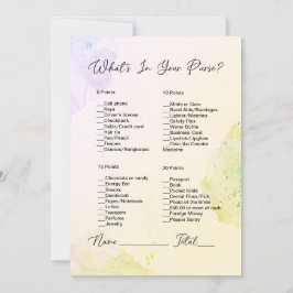 財布の中に黄色と紫のブライダルシャワー 招待状