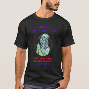 財布の中のナイフにチーズケーキのグラフィック Tシャツ
