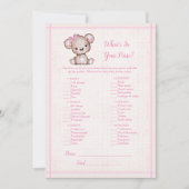 財布の中のホートかわいい女の子ベアーゲームカード 招待状 (正面)