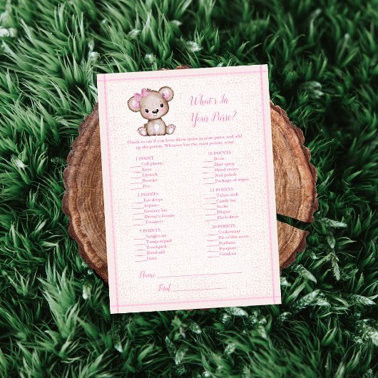 財布の中のホートかわいい女の子ベアーゲームカード 招待状