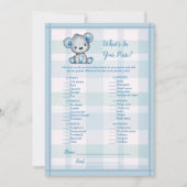 財布の中のホートかわいい灰色のクマ男の子シャワーゲーム 招待状 (正面)