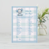 財布の中のホートかわいい灰色のクマ男の子シャワーゲーム 招待状 (スタンド正面)