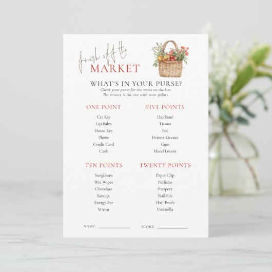 財布の中の市場のwhatsブライダルシャワーゲームカード 招待状 (スタンド正面)