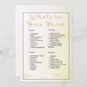 財布の中の黄色いグラデーションブライダルシャワー 招待状 (正面/裏面)