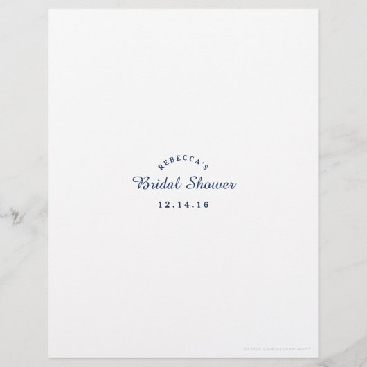 財布の中身ブライダルシャワーゲームフローラ (裏面)