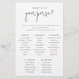 財布の中身ブライダルシャワーゲーム紙カード チラシ