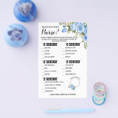 財布の中身ブライダルシャワーブルーゲームカード チラシ (シングル)