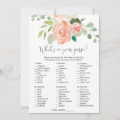 財布の中身 ブライダルシャワーゲーム ピーチ 招待状 (正面)