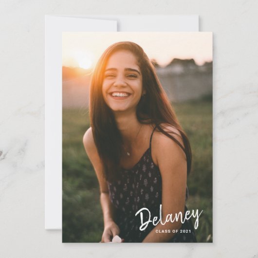 財布の写真の卒業発表 案内状 (正面)