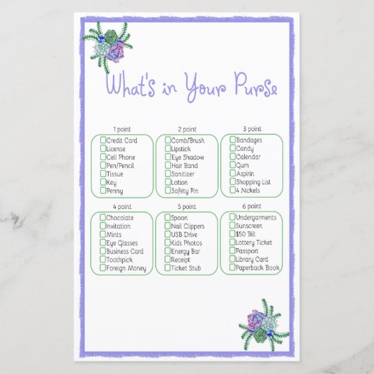 財布の吸汁性の高いブライダルシャワーゲーム (正面)