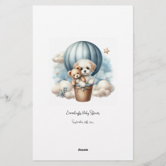 財布の赤ちゃんシャワーゲームカードの内容 便箋 (裏面)