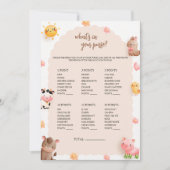 財布の赤ちゃんシャワーゲームカードの内容 招待状 (正面)