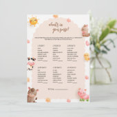 財布の赤ちゃんシャワーゲームカードの内容 招待状 (スタンド正面)