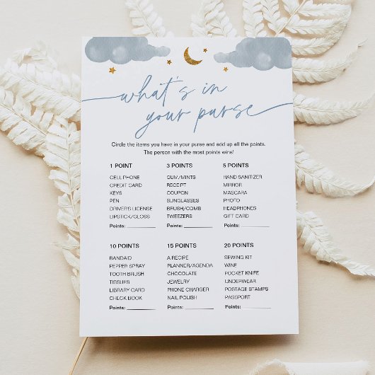 財布の赤ちゃんシャワーゲームキラキラ星 招待状