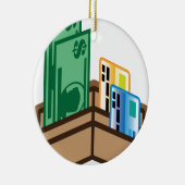 財布アイコン手形およびカードを開けて下さい セラミックオーナメント (右)