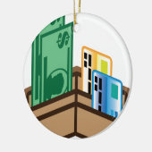 財布アイコン手形およびカードを開けて下さい セラミックオーナメント (左)