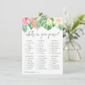 財布ゲーム熱帯ハワイアンブライダルシャワーゲーム エンクロージャーカード (スタンド正面)