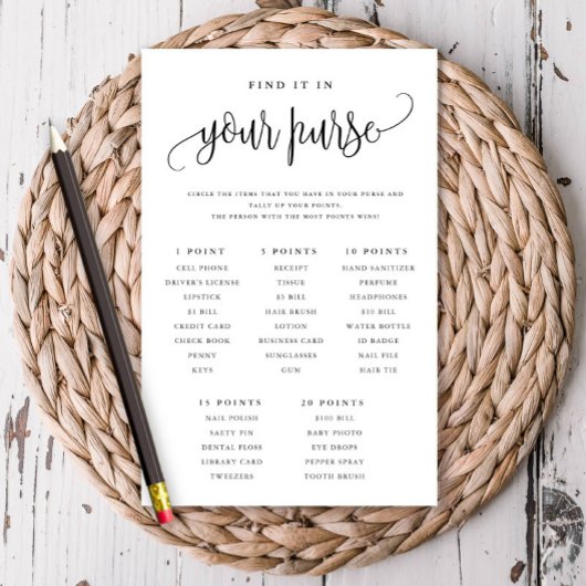 財布スカベンジャー狩りブライダルシャワーゲーム紙カード チラシ