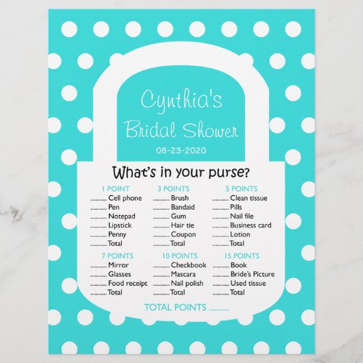 財布ブライダルシャワーゲームターコイズ (正面)