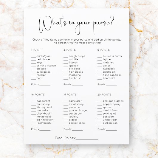 財布モダンブライダルシャワーゲームの内容