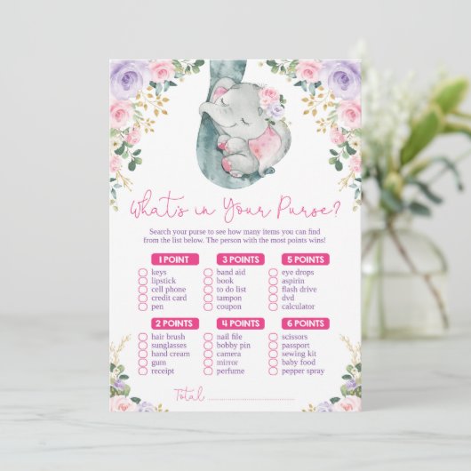 財布象の赤ちゃんシャワーゲームの内容 招待状 (スタンド正面)