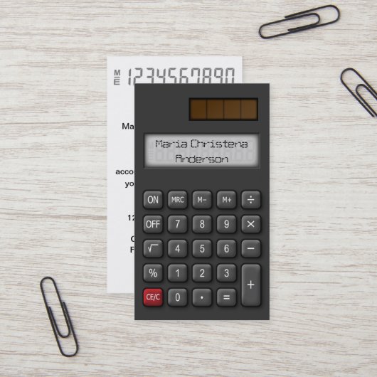 財政の計算機の名刺(黒) 名刺 (正面/裏面インサイチュ)