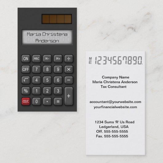 財政の計算機の名刺(黒) 名刺 (正面/裏面)
