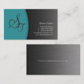 財政専門のティール（緑がかった色）の金属の名刺 名刺 (正面/裏面)