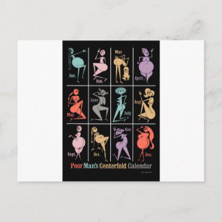 貧しい男性の折り畳みカレンダー ポストカード