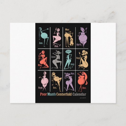 貧しい男性の折り畳みカレンダー ポストカード (正面)