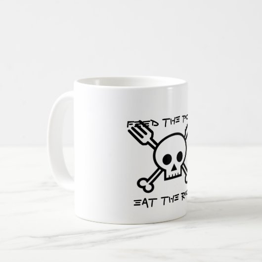 貧乏人を食べます豊富なコーヒー・マグを食べ物を与えて下さい コーヒーマグカップ (正面左)