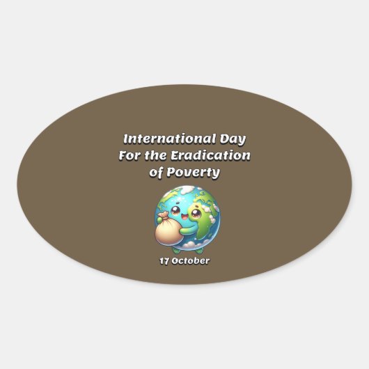 貧困国際的撲滅日。 楕円形シール (正面)