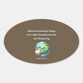 貧困国際的撲滅日。 楕円形シール