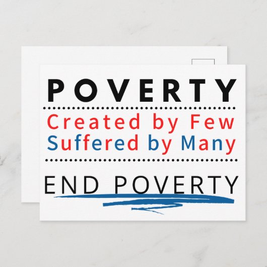 貧困:少数によって生み出され、多くの人々に苦しむ ポストカード (正面/裏面)