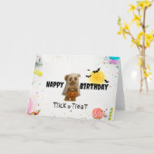 貧弱なクマのハロウィーン誕生日グリーティングカード カード (黄色い花)
