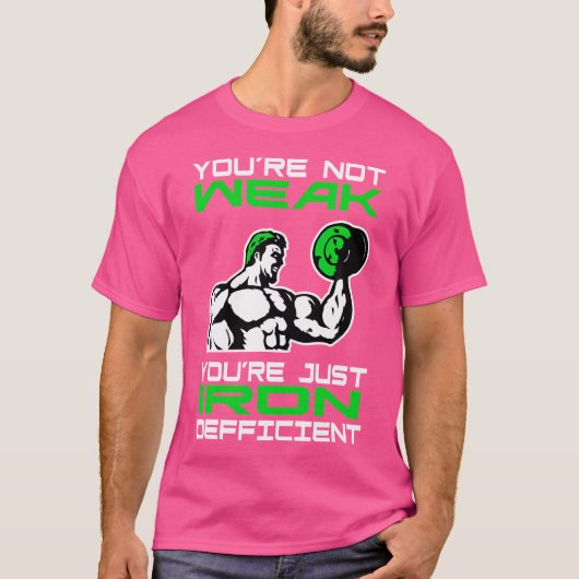 貧血で面白いウェイトリフティング Tシャツ (正面)