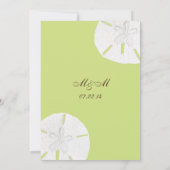 貨幣は緑の砂ドルの結婚式を撃ちます 招待状 (裏面)