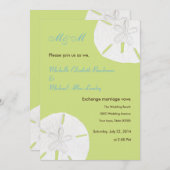 貨幣は緑の砂ドルの結婚式を撃ちます 招待状 (正面/裏面)
