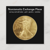 貨幣コイン販売業者デザイン スクエア名刺 (正面)