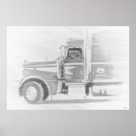 貨物トラック&ドライバーアートイラストレーション ポスター (正面)