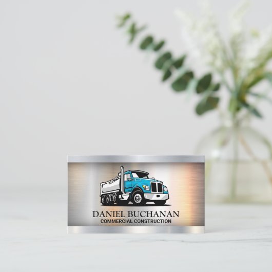 貨物自動車 |青 |金属 名刺 (スタンド正面)