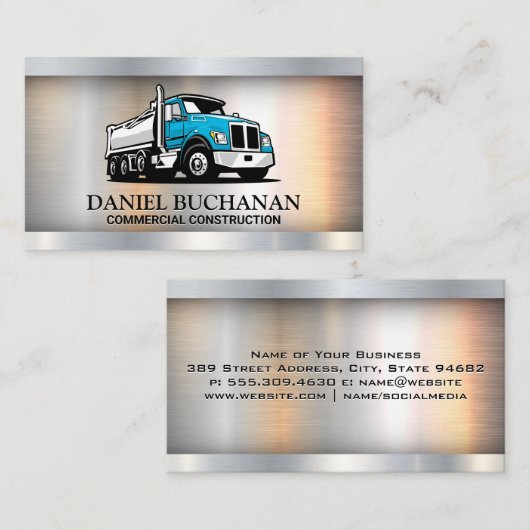 貨物自動車 |青 |金属 名刺 (正面/裏面)