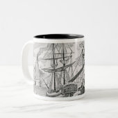 貨物船のローディングの石炭 ツートーンマグカップ (正面左)