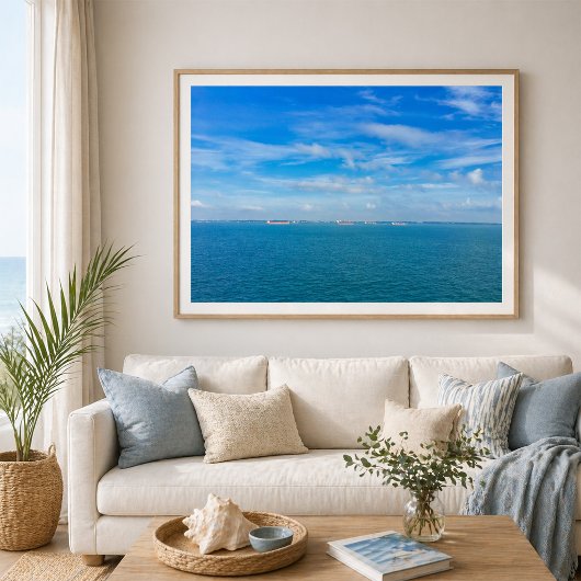 貨物船付きシンガポール海峡シッピングレーン ポスター