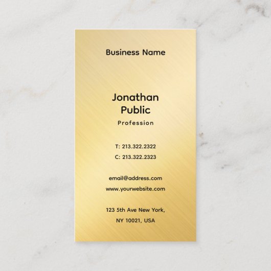 販促エレガントテンプレートエリートフェイク金ゴールド 名刺 (裏面)